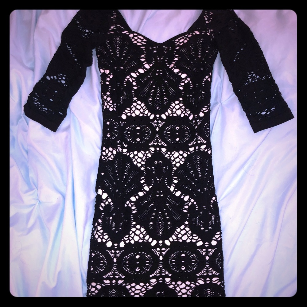Black & white lace stretchy dress